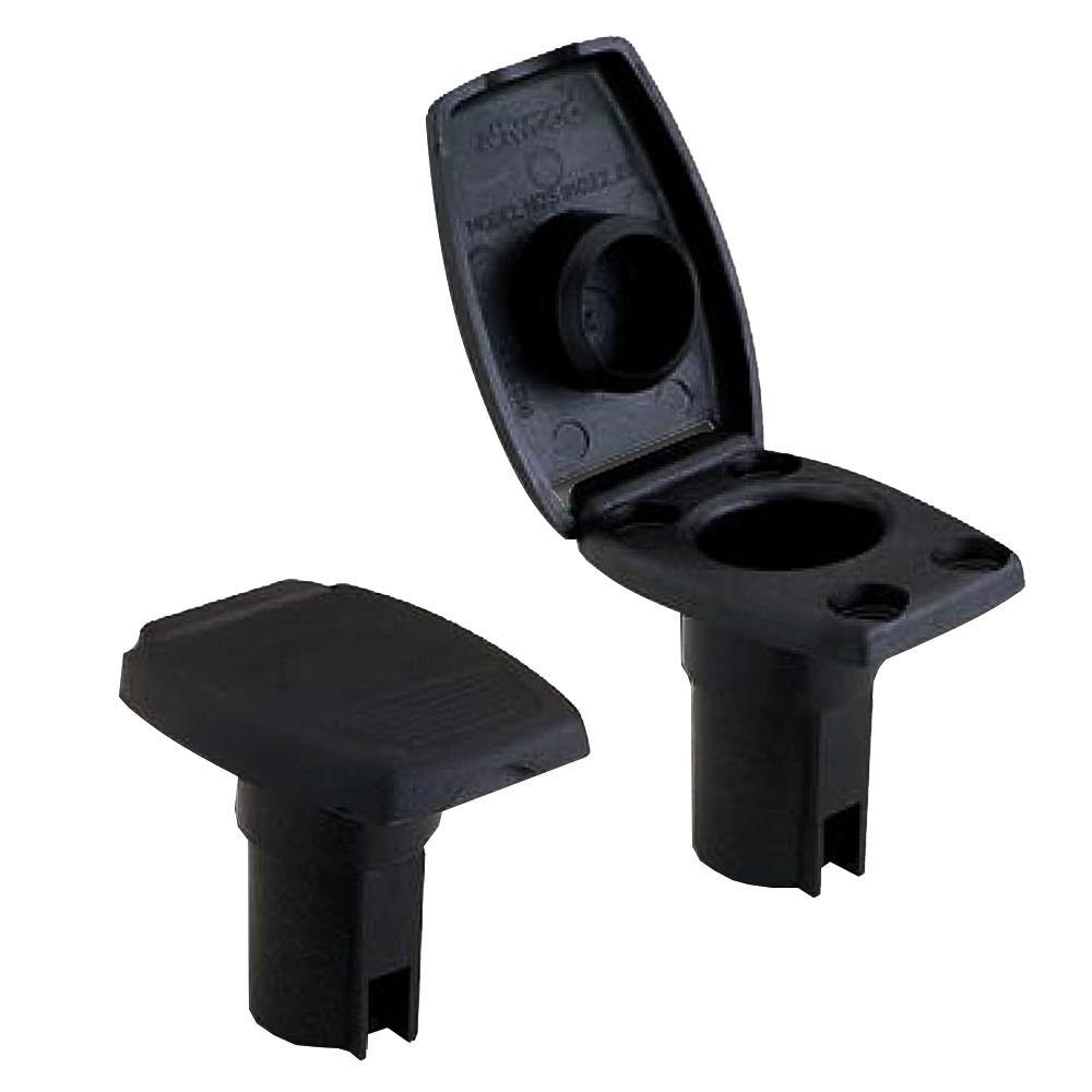 Attwood Oval 2-Pin Base f/Angled Pole - Black [91022-7] - Bulluna.com