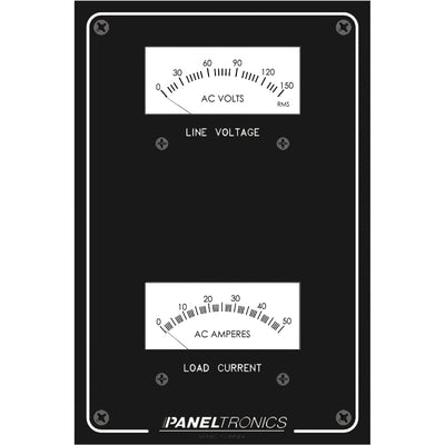 Paneltronics Standard Panel AC Meter - 0-150 AC Voltmeter & 0-50Amp Ammeter [9982304B] - Bulluna.com