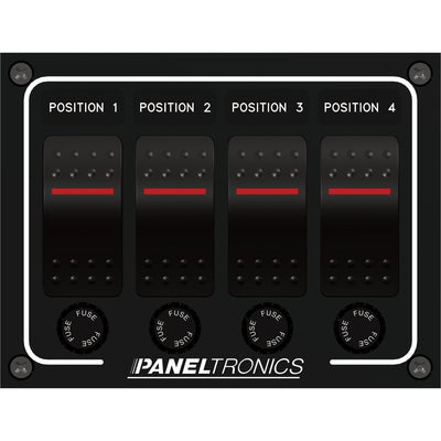 Paneltronics Waterproof Panel - DC 4-Position Illuminated Rocker Switch & Fuse [9960011B] - Bulluna.com