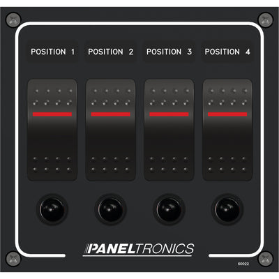 Paneltronics Waterproof Panel - DC 4-Position Illuminated Rocker Switch & Circuit Breaker [9960022B] - Bulluna.com