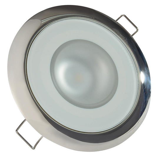 Lumitec Mirage - Flush Mount Down Light - Glass Finish/Polished SS - 4-Color Red/Blue/Purple Non Dimming w/White Dimming [113110] - Bulluna.com