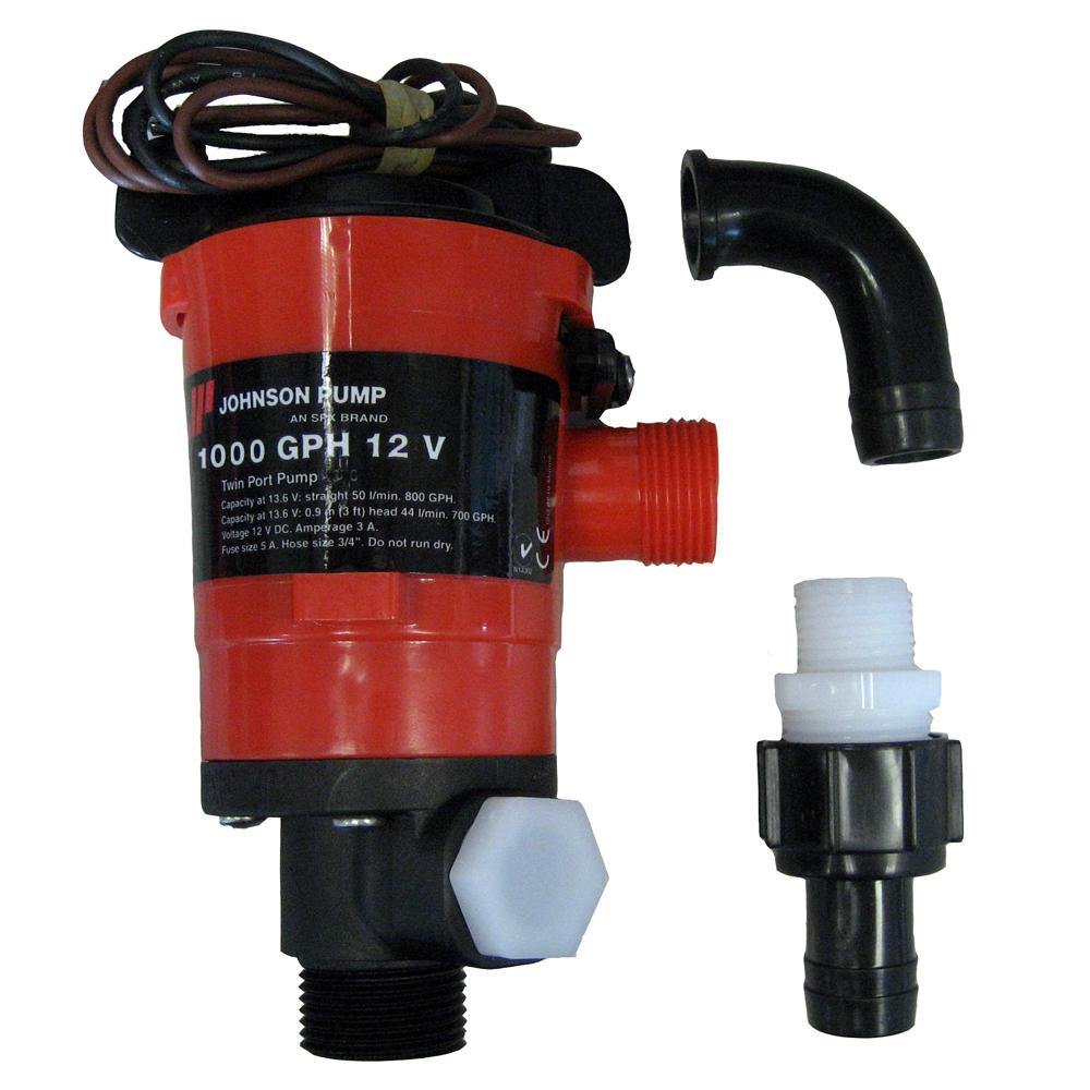 Johnson Pump Twin Port 1000 GPH Livewell Aerating Pump - 12V [48903] - Bulluna.com