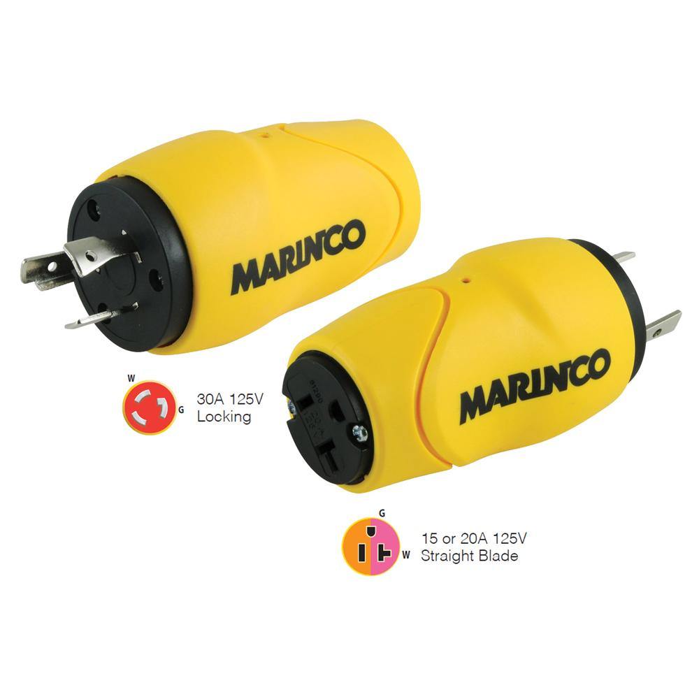 Marinco Straight Adapter, 30A Male - 15A Female [S30-15] - Bulluna.com