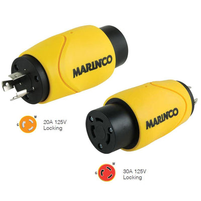 Marinco Straight Adapter 20Amp Locking Male to 30Amp Locking Female Connector [S20-30] - Bulluna.com