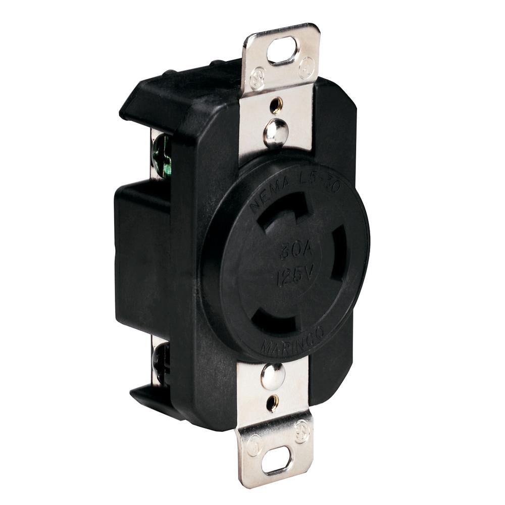 Marinco 305CRRB 125V 30Amp Locking Receptacle - Black [305CRRB] - Bulluna.com