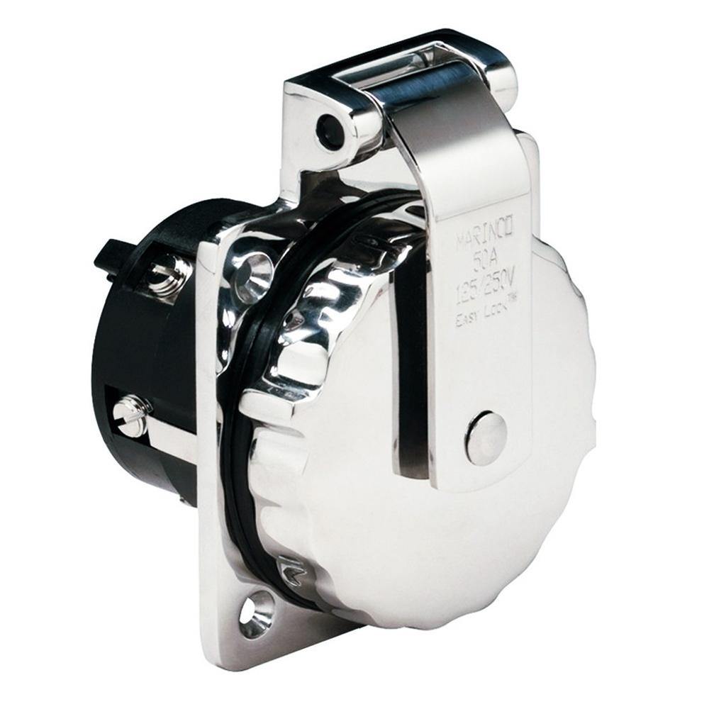 Marinco 6373EL 50Amp 125/250V Stainless Steel Inlet w/o Rear Safety Enclosure [6373EL] - Bulluna.com