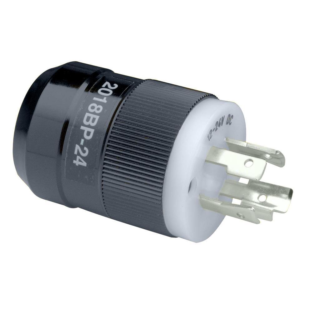 Marinco 2018BP-24 Trolling Motor Plug (Male) 12/24V - Black [2018BP-24] - Bulluna.com