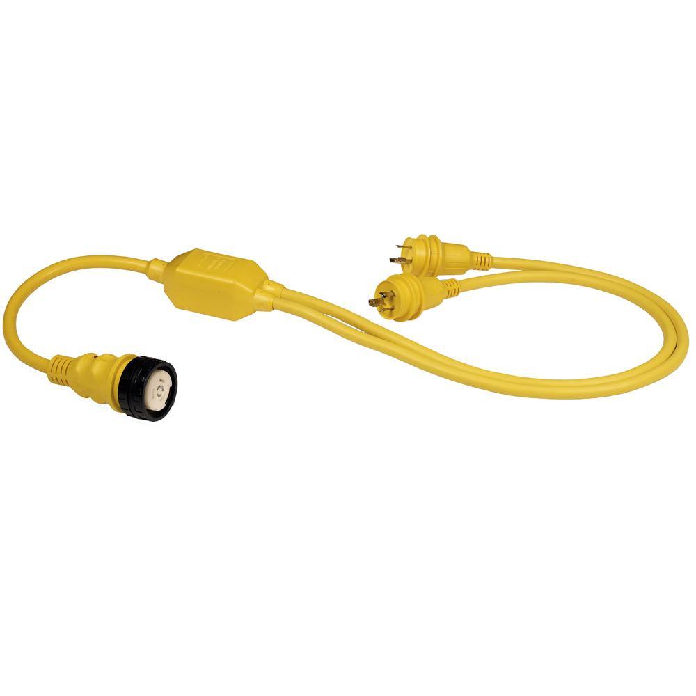 Marinco RY504-2-30 50A Female to 2-30A Male Reverse "Y" Cable [RY504-2-30] - Bulluna.com