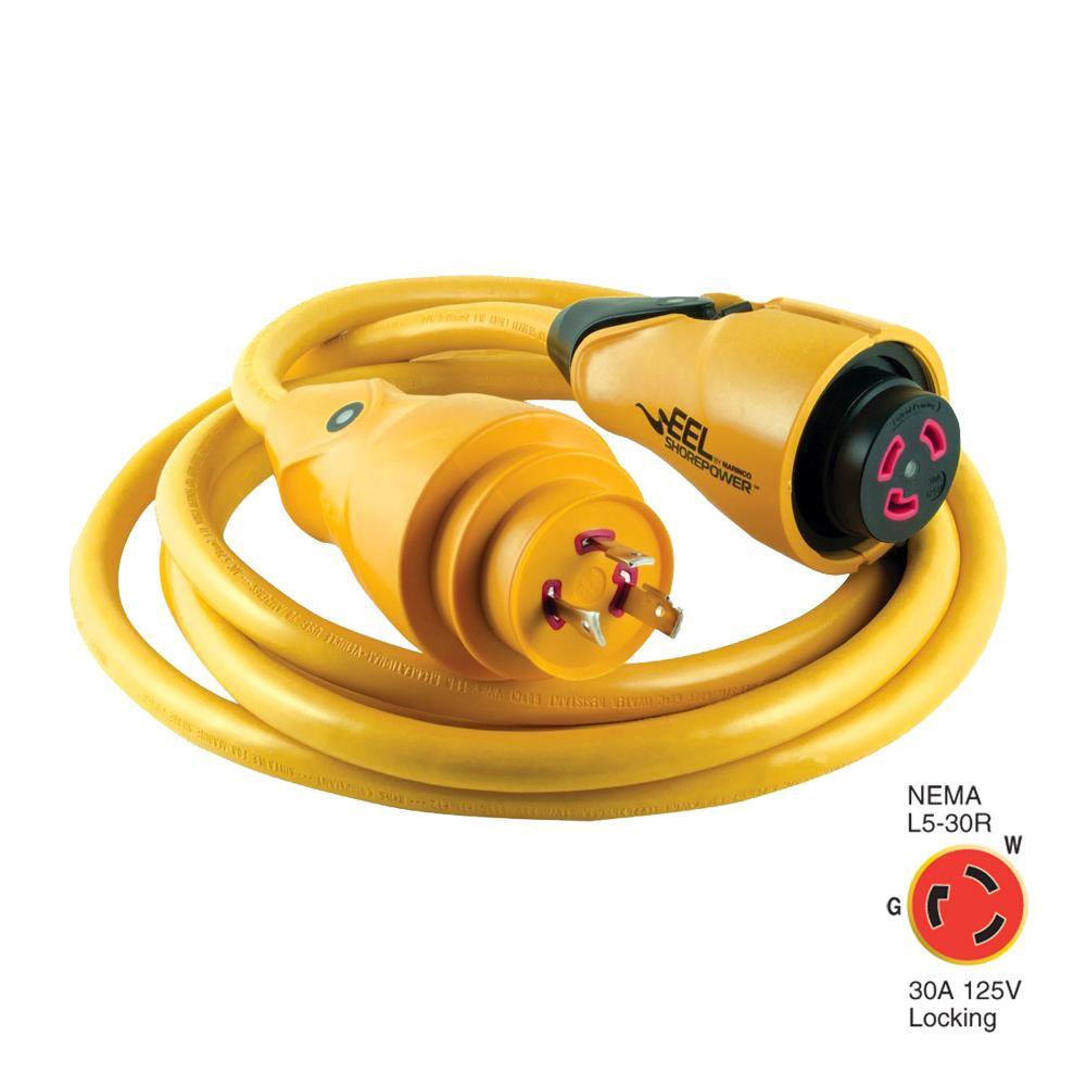 Marinco CS30-12 EEL 30A 125V Shore Power Cordset - 12' - Yellow [CS30-12] - Bulluna.com