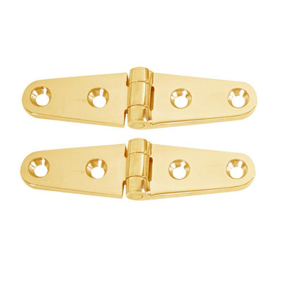 Whitecap Strap Hinge - Polished Brass - 4" x 1" - Pair [S-604BC] - Bulluna.com