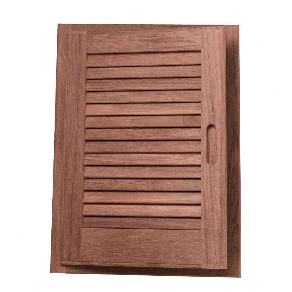 Whitecap Teak Louvered Door & Frame - Left Hand - 15" x 20" [60725] - Bulluna.com
