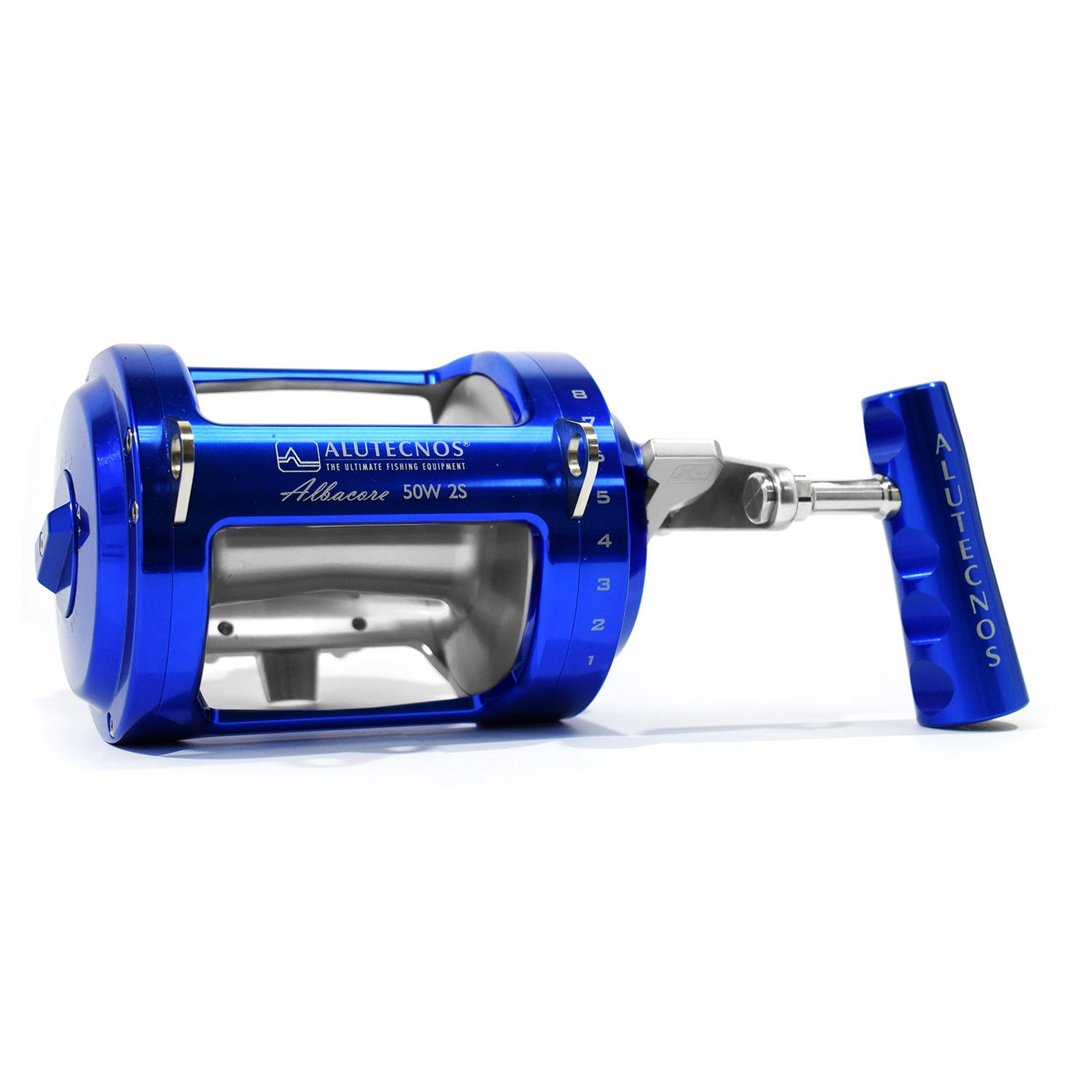 Alutecnos Albacore 50 Wide Two Speed Reel - Blue/Silver