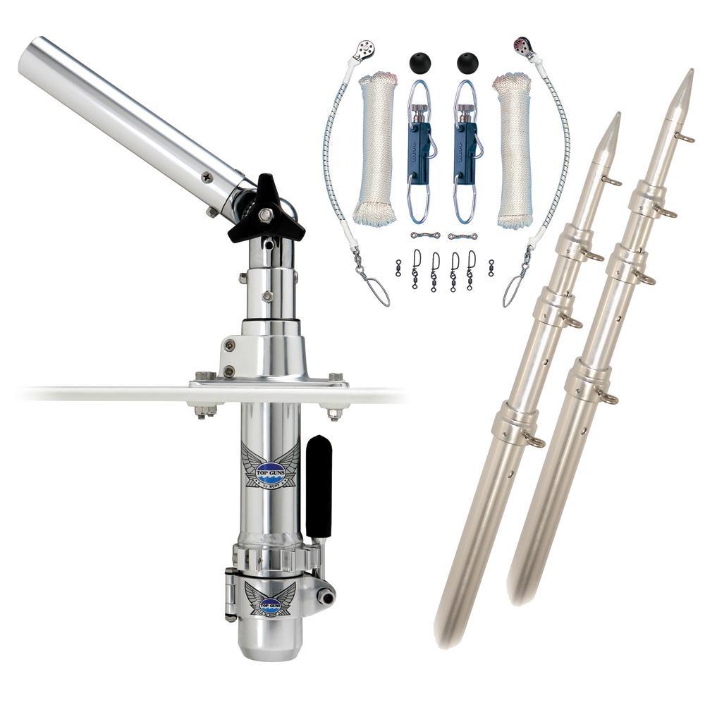 Rupp Classic Top Gun Outrigger Kit w/15' Poles & Complete Single Line Rigging Kit w/Klickers Release Clips [RAD-TPGN-15T] - Bulluna.com