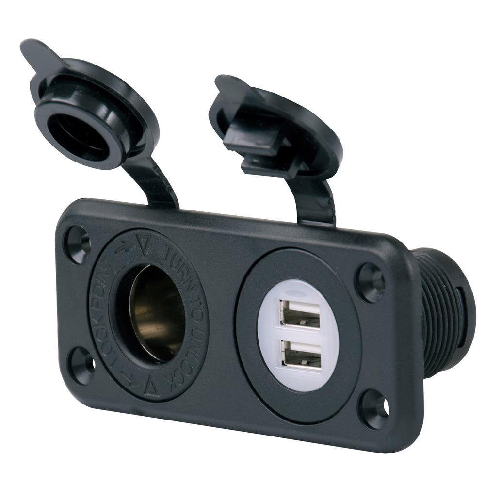 Marinco SeaLink Deluxe Dual USB Charger & 12V Receptacle [12VCOMBO] - Bulluna.com
