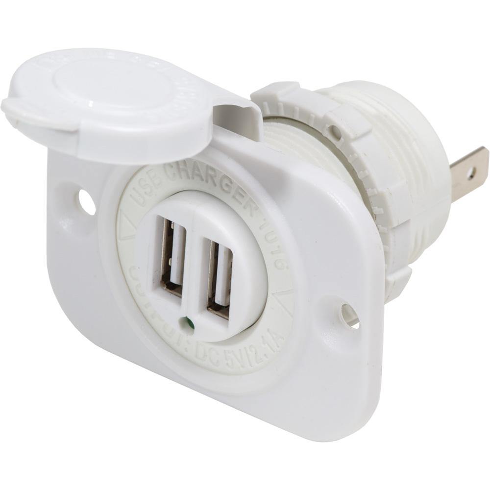 Blue Sea 12V DC Dual USB Charger Socket - White [1016200] - Bulluna.com