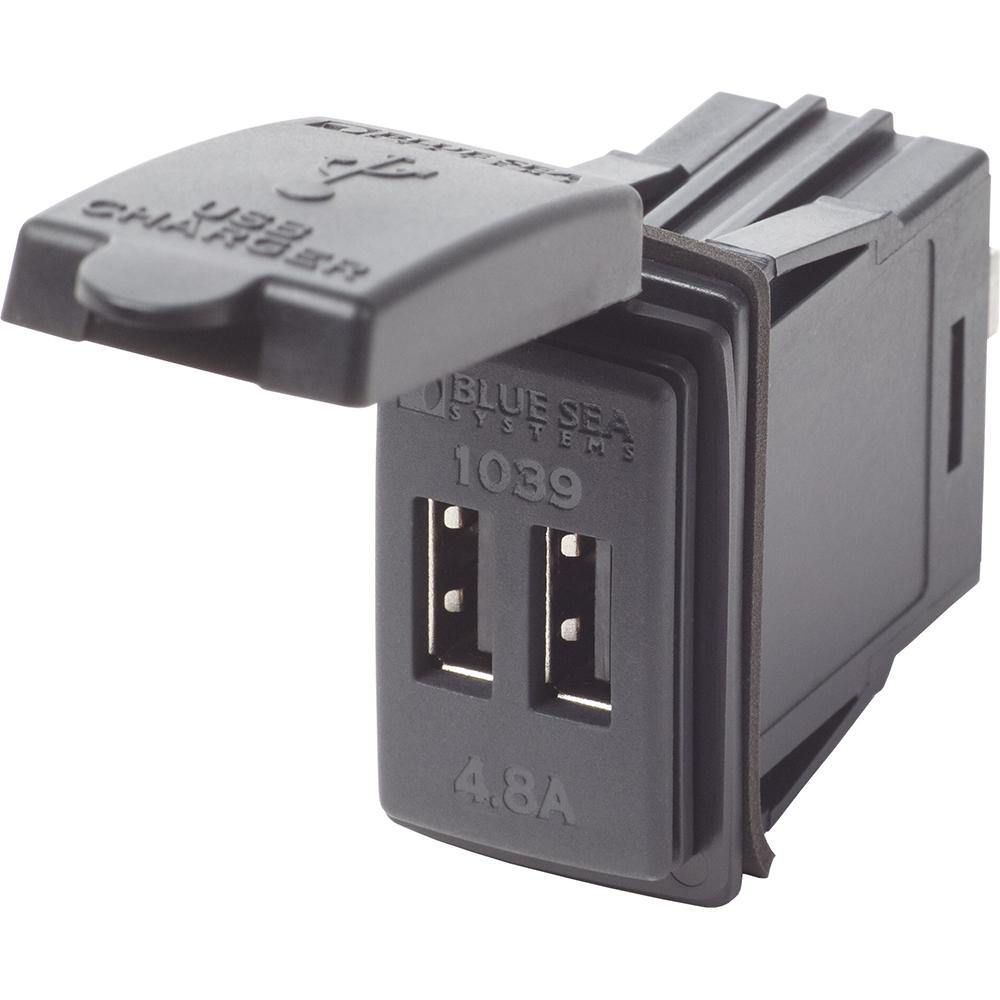 Blue Sea Dual USB Charger - 24V Contura Mount [1039] - Bulluna.com