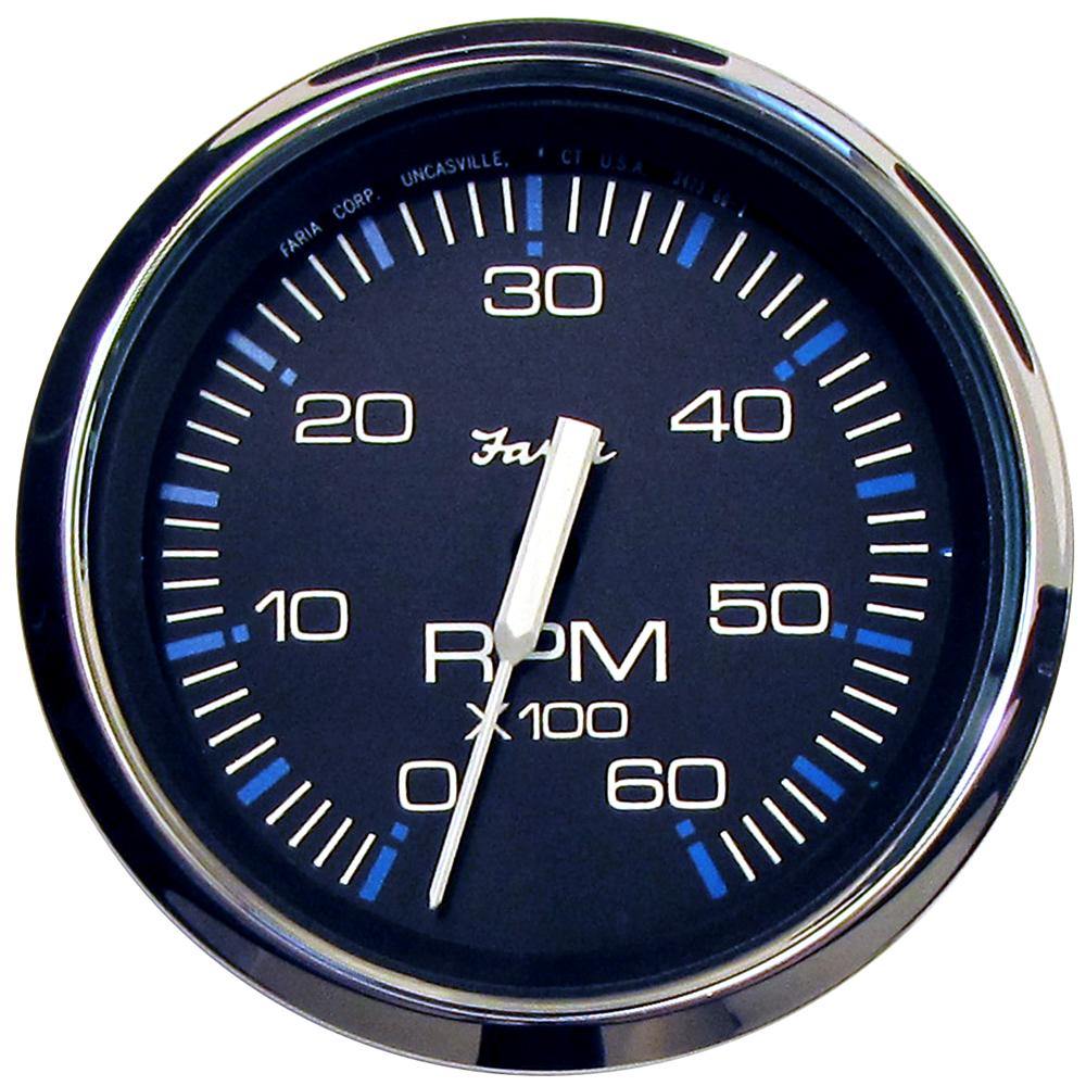 Faria Chesapeake Black 4" Tachometer - 6000 RPM (Gas) (Inboard  I/O) [33710] - Bulluna.com