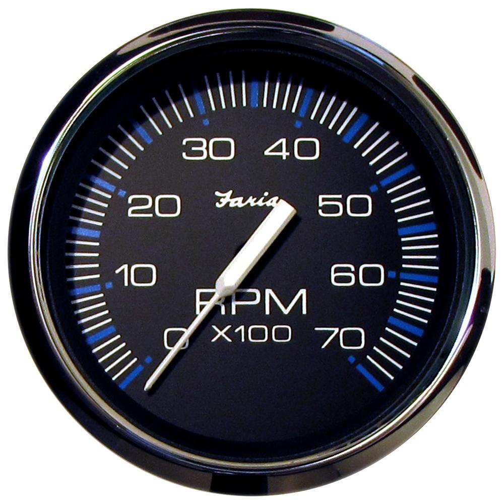 Faria Chesapeake Black 4" Tachometer - 7000 RPM (Gas) (All Outboards) [33718] - Bulluna.com