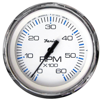 Faria Chesapeake White SS 4" Tachometer - 6000 RPM (Gas) (Inboard  I/O) [33807] - Bulluna.com