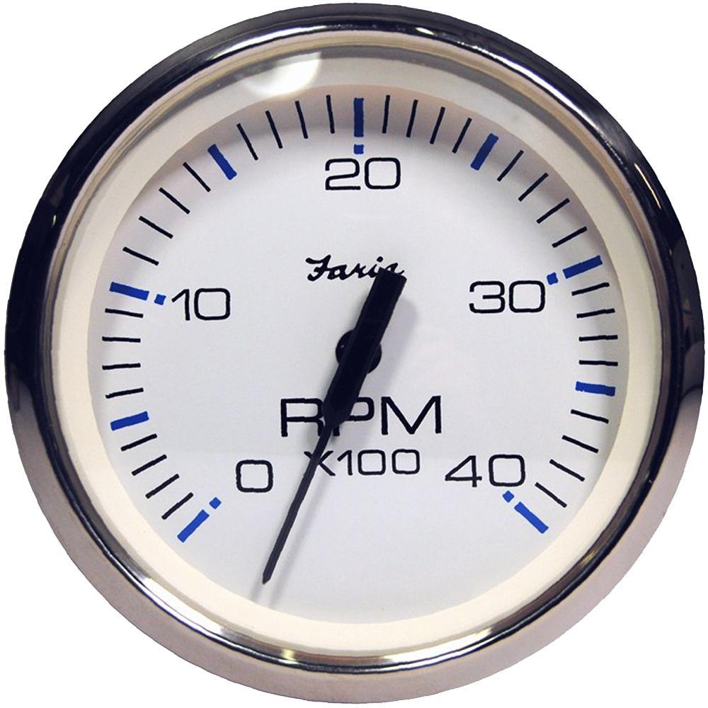 Faria Chesapeake White SS 4" Tachometer - 4000 RPM (Diesel) (Magnetic Pick-Up) [33818] - Bulluna.com