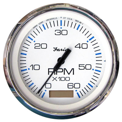 Faria Chesapeake White SS 4" Tachometer w/Hourmeter - 6000 RPM (Gas)(Inboard) [33832] - Bulluna.com