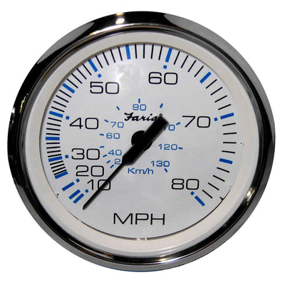 Faria Chesapeake White SS 4" Speedometer - 80MPH (Pitot) [33819] - Bulluna.com