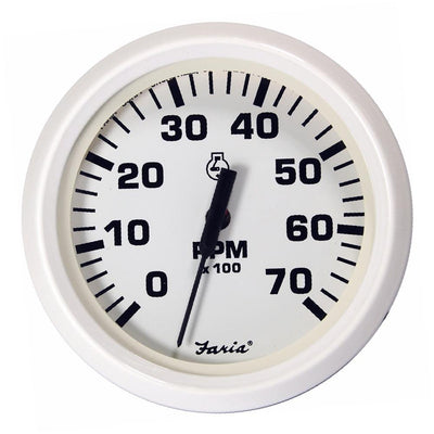 Faria Dress White 4" Tachometer - 7000 RPM (Gas) (All Outboards) [33104] - Bulluna.com