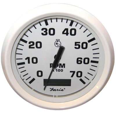 Faria Dress White 4" Tachometer w/Hourmeter - 7000 RPM (Gas) (Outboard) [33140] - Bulluna.com