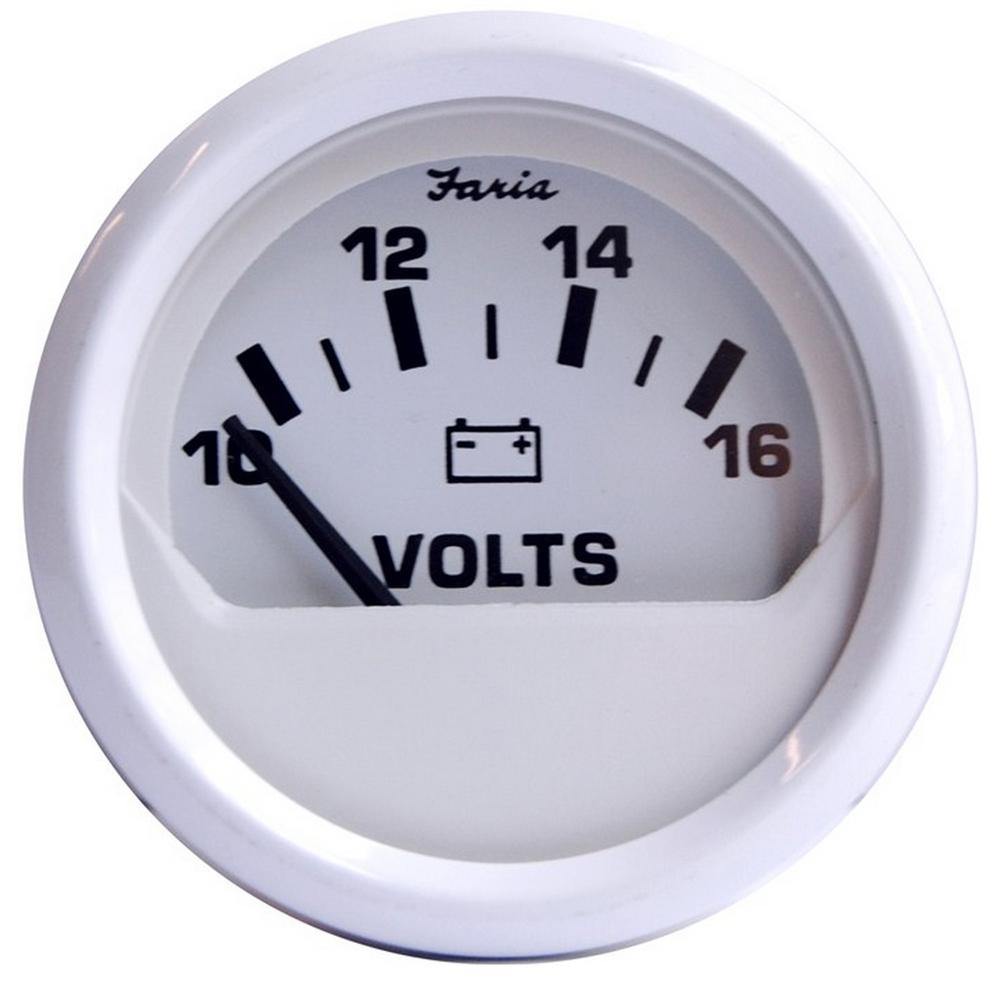 Faria Dress White 2" Voltmeter (10-16 VDC) [13120] - Bulluna.com