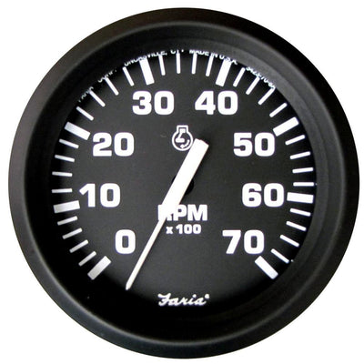 Faria Euro Black 4" Tachometer - 7,000 RPM (Gas - All Outboard) [32805] - Bulluna.com