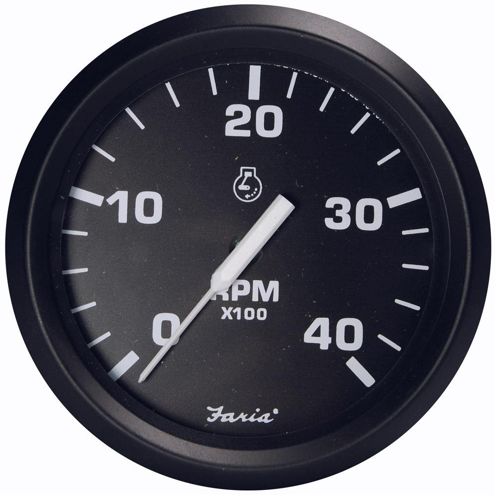 Faria Euro Black 4" Tachometer - 4000 RPM (Diesel - Magnetic Pick-Up) [32803] - Bulluna.com