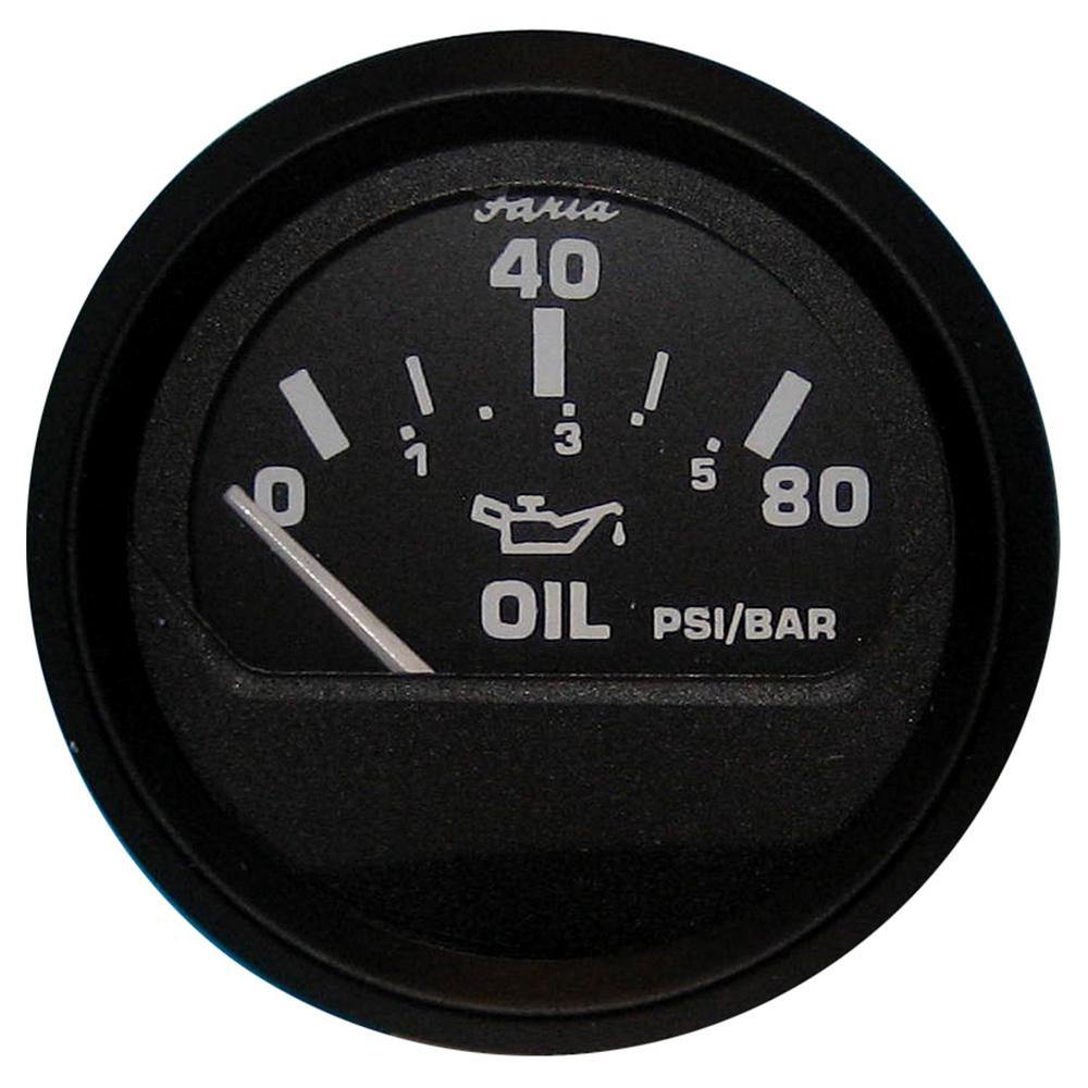 Faria Euro Black 2" Oil Pressure Gauge (80 PSI) [12803] - Bulluna.com