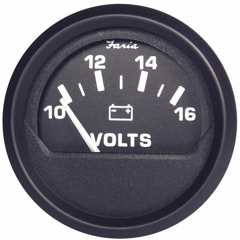 Faria Euro Black 2" Voltmeter (10-16 V) [12821] - Bulluna.com