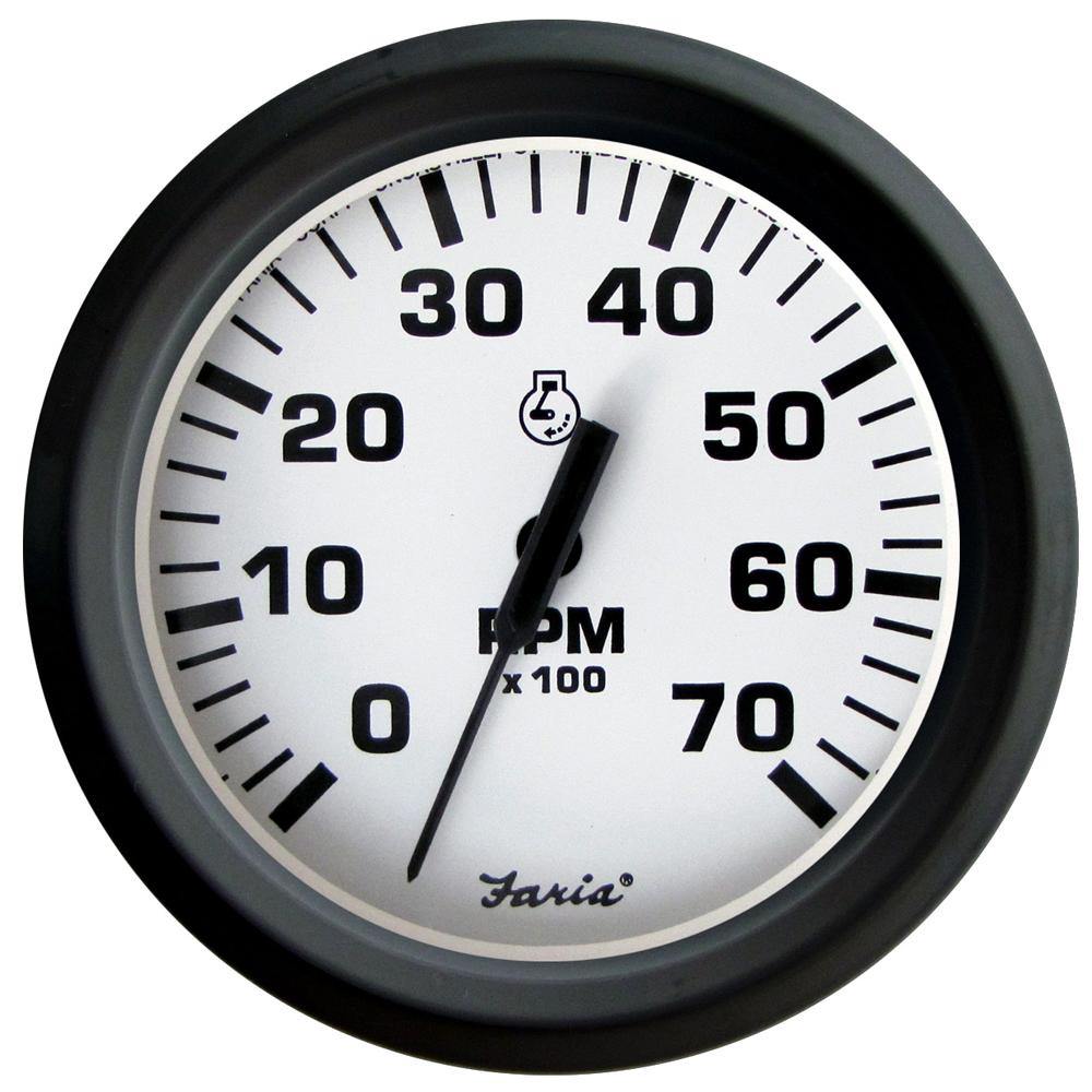 Faria Euro White 4" Tachometer 7000 RPM (Gas) (Outboards) [32905] - Bulluna.com