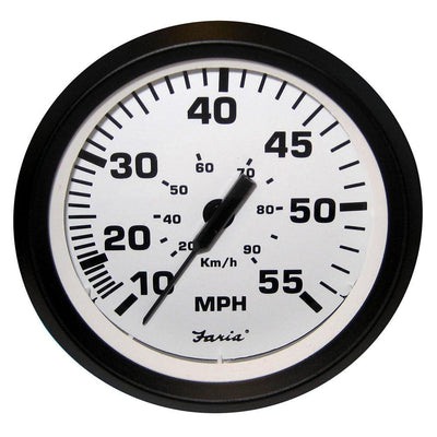 Faria Euro White 4" Speedometer - 55MPH (Pitot) [32909] - Bulluna.com