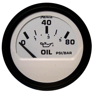 Faria Euro White 2" Oil Pressure Gauge (80 PSI) [12902] - Bulluna.com