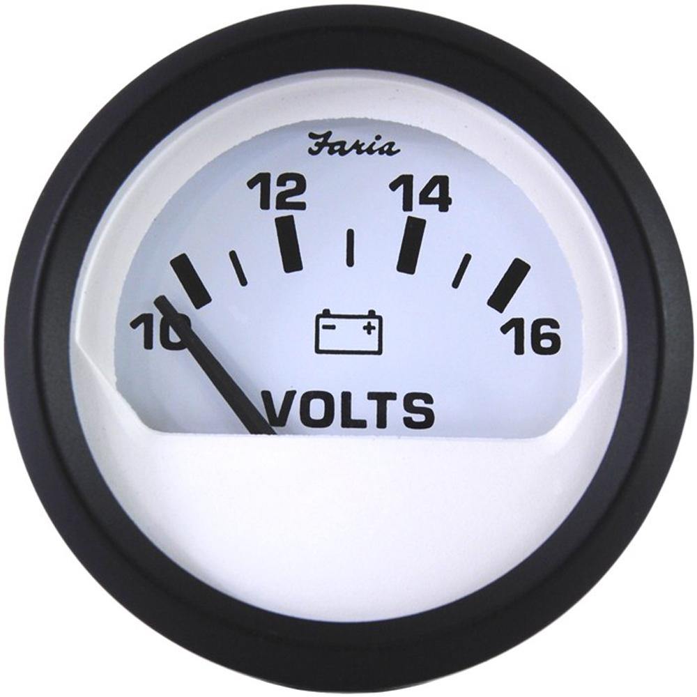 Faria Euro White 2" Voltmeter (10-16 VDC) [12911] - Bulluna.com