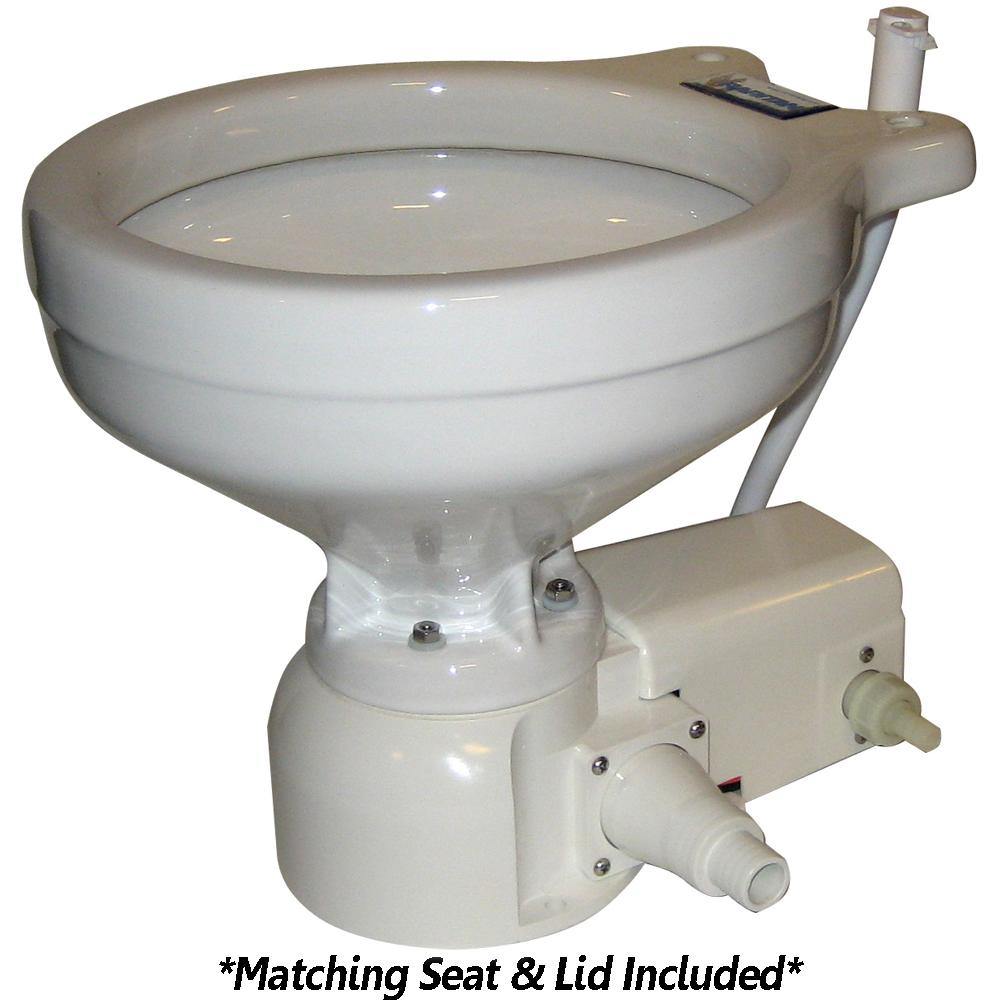 Raritan Sea Era Toilet - Marine Size - Freshwater Solenoid - Straight  90 Discharge - Smart Toilet Control - 12v [162MF012] - Bulluna.com