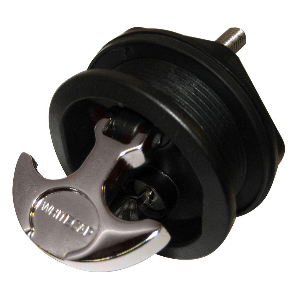 Whitecap T-Handle Latch - Chrome Plated Zamac/Black Nylon - Locking - Freshwater Use Only [S-226BC] - Bulluna.com
