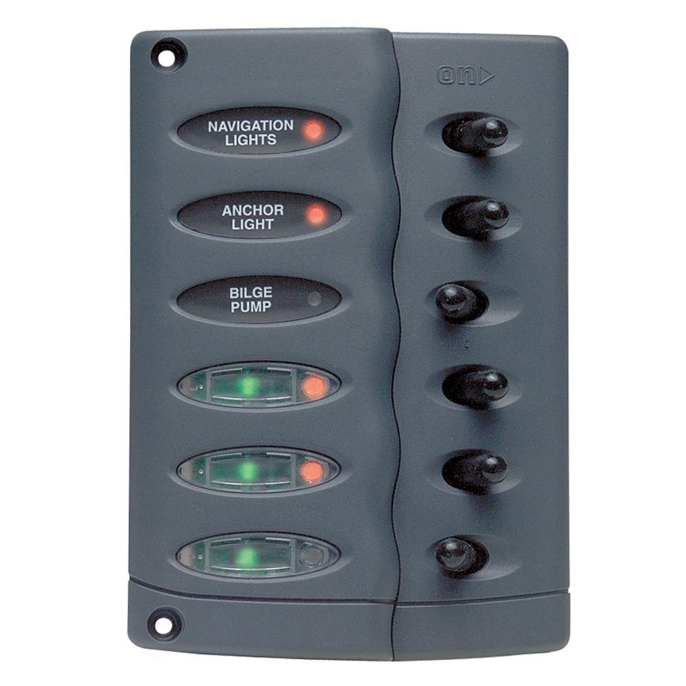 Marinco Contour Switch Panel - Waterproof 6 Way w/PTC Fusing [CSP6-PTC] - Bulluna.com