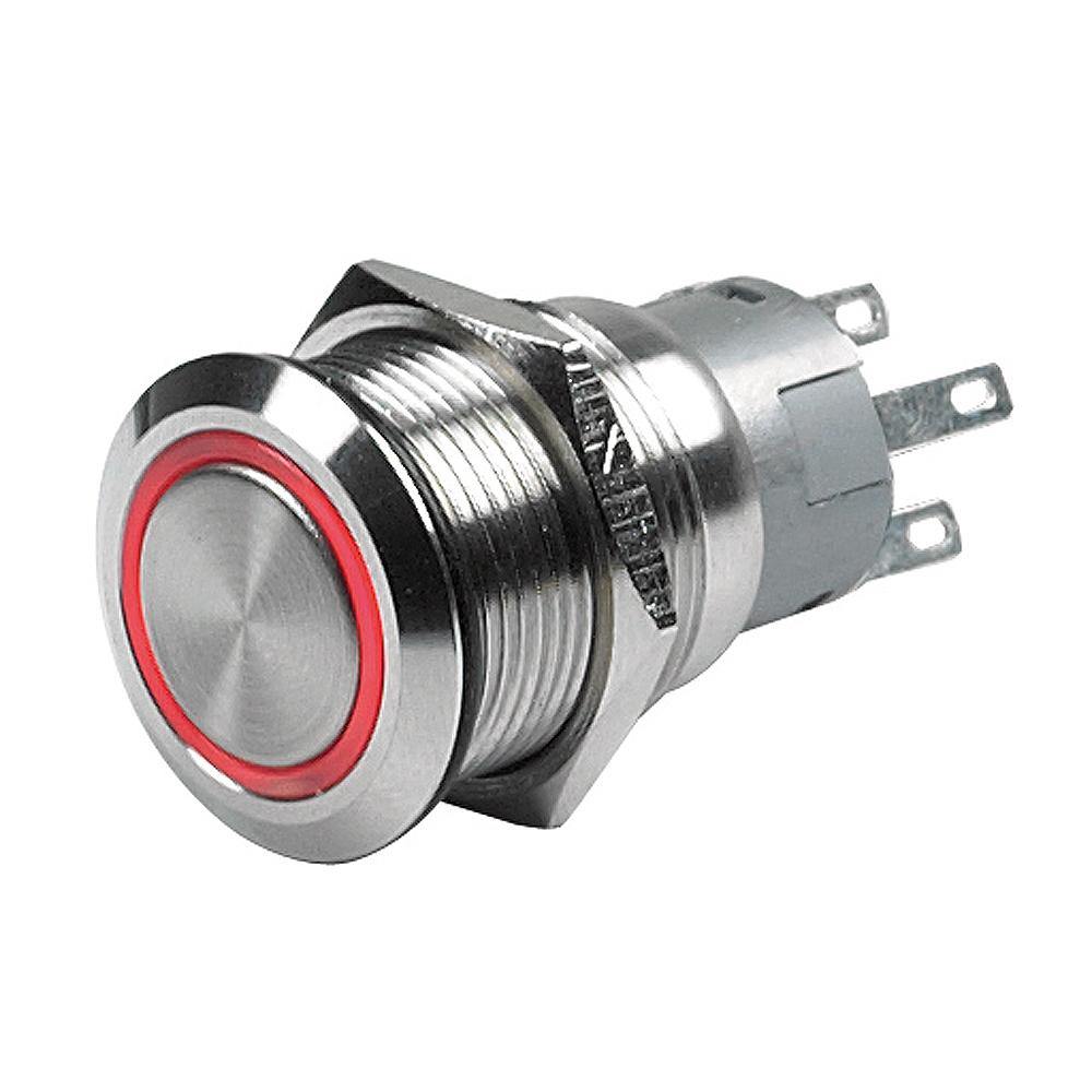 Marinco Push Button Switch - 24V Latching On/Off - Red LED [80-511-0005-01] - Bulluna.com