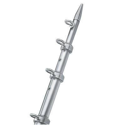TACO 8' Center Rigger Pole - Silver w/Silver Rings & Tip - 1-1/8" Butt End Diameter [OC-0422VEL8] - Bulluna.com