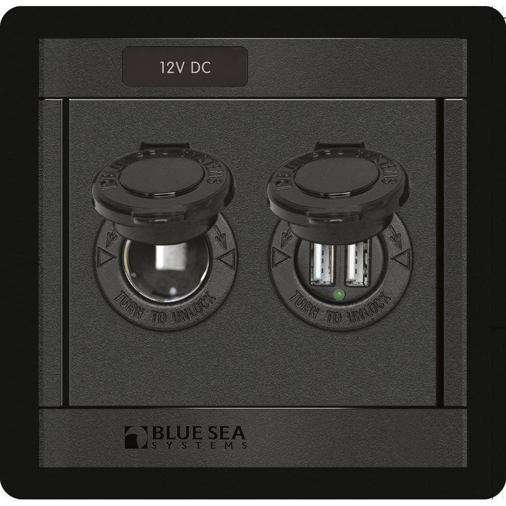 Blue Sea 1478 360 Panel - 12V DC Socket & Dual USB Charger [1478] - Bulluna.com