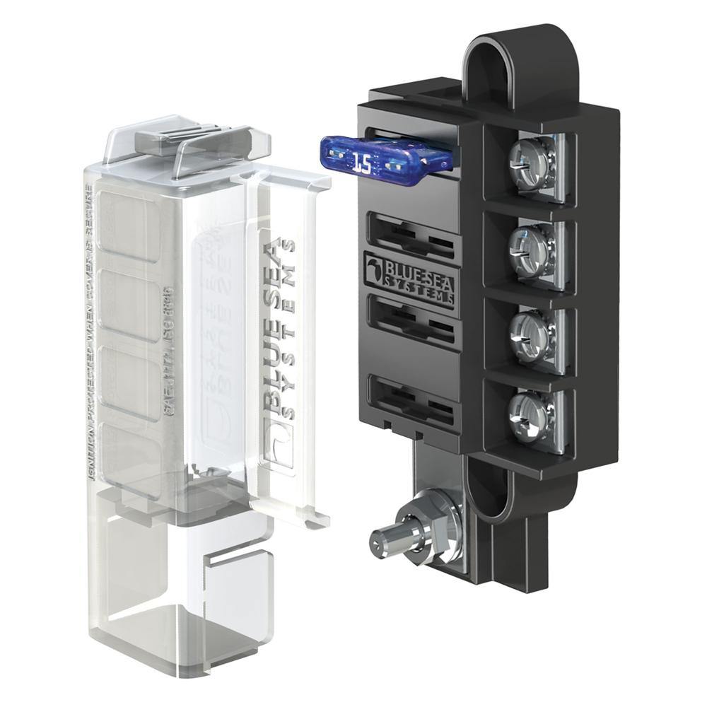 Blue Sea 5045 ST Blade Compact Fuse Blocks - 4 Circuits w/Cover [5045] - Bulluna.com