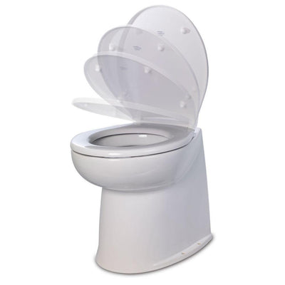 Jabsco 17" Deluxe Flush Fresh Water Electric Toilet w/Soft Close Lid - 12V [58040-3012] - Bulluna.com