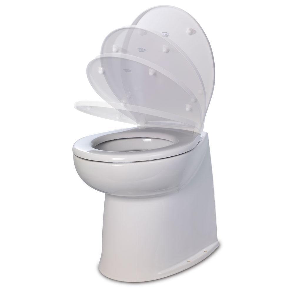 Jabsco 17" Deluxe Flush Raw Water Electric Toilet w/Soft Close Lid - 24V [58240-3024] - Bulluna.com