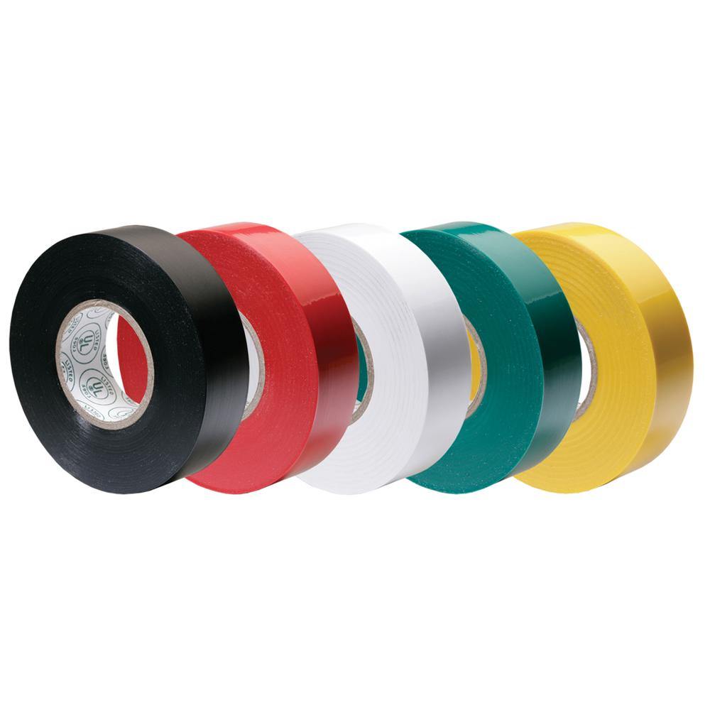 Ancor Premium Assorted Electrical Tape - 1/2" x 20' - Black / Red / White / Green / Yellow [339066] - Bulluna.com