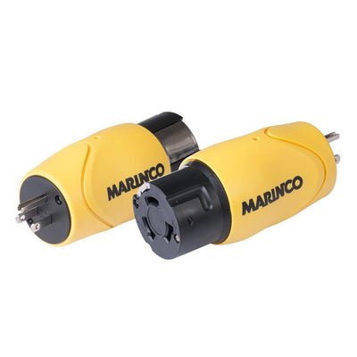 Marinco Straight Adapter - 15A Male Straight Blade to 50A 125/250V Female Locking [S15-504] - Bulluna.com