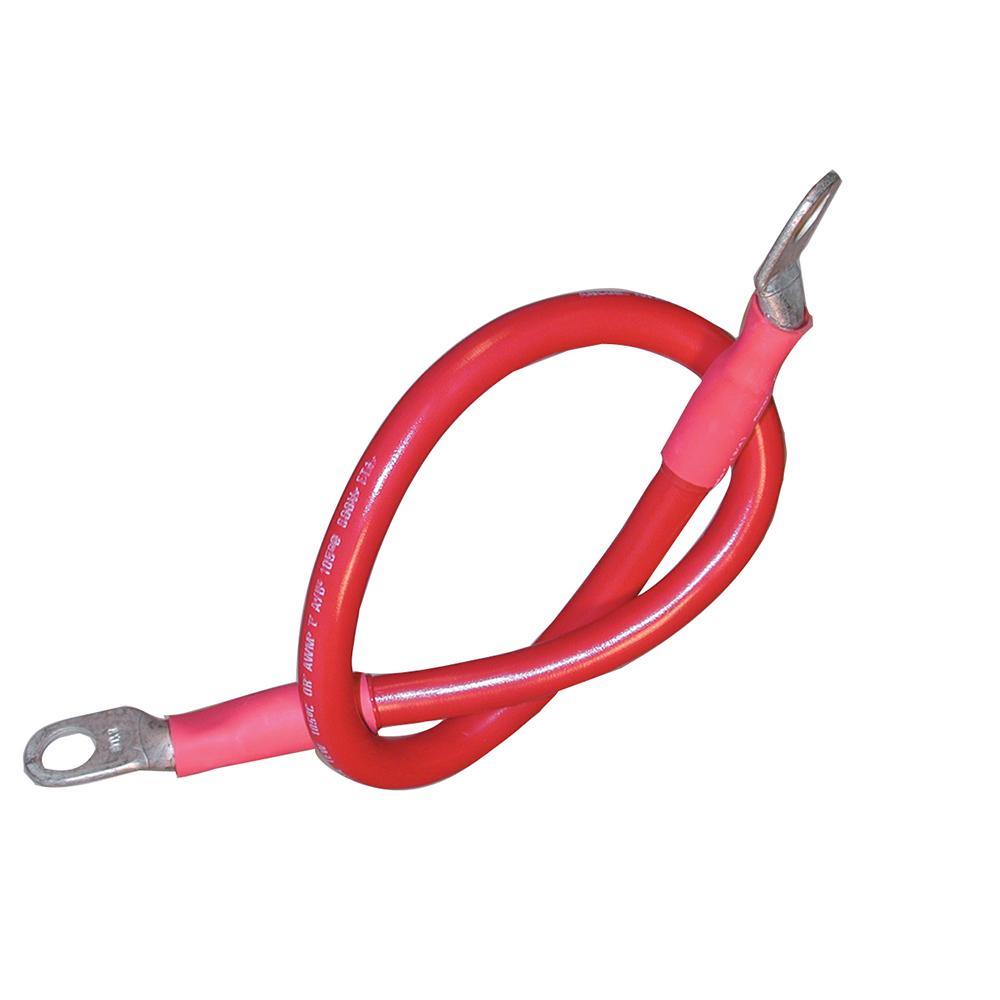 Ancor Battery Cable Assembly, 4 AWG (21mm) Wire, 3/8" (9.5mm) Stud, Red - 48" (121.9cm) [189137] - Bulluna.com