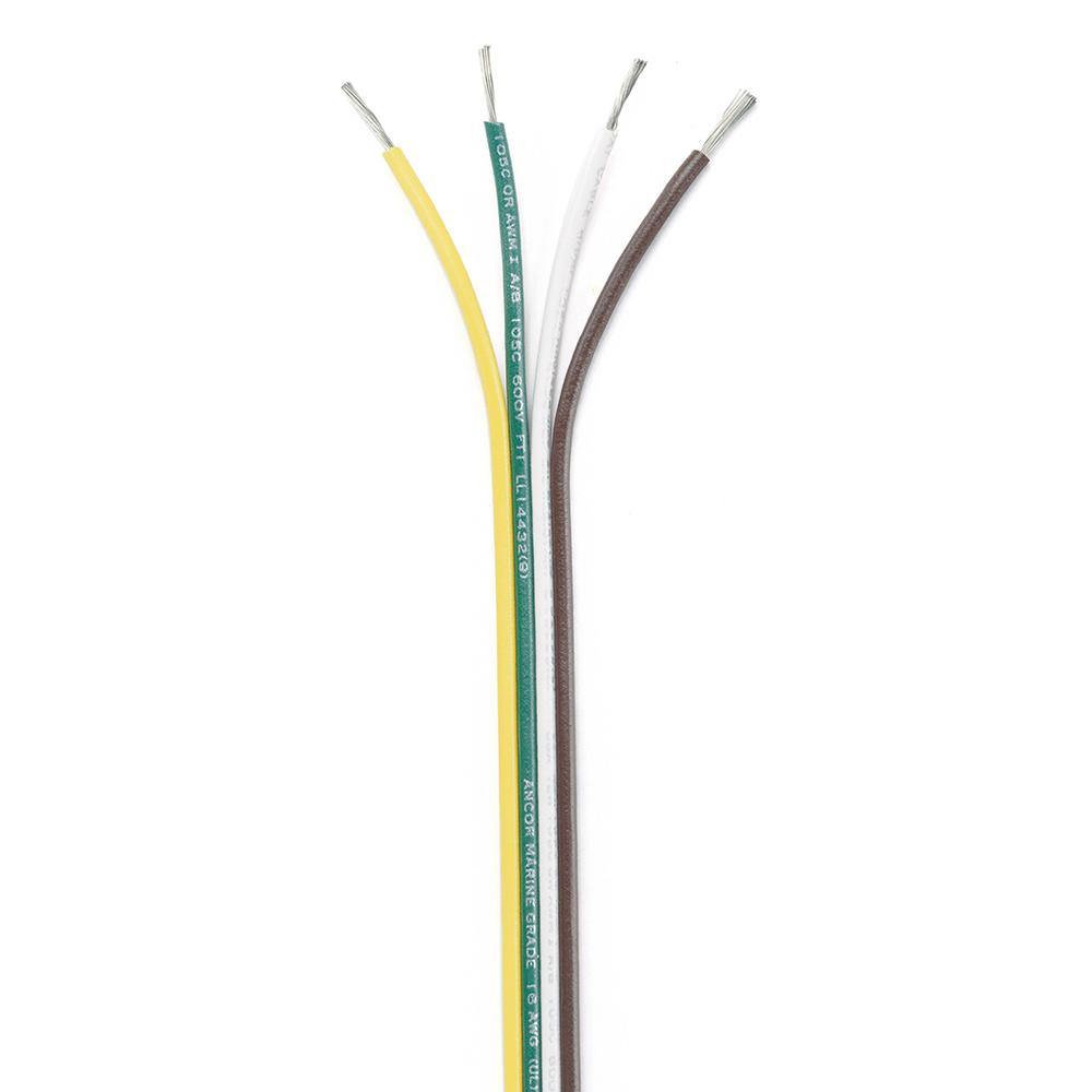 Ancor Ribbon Bonded Cable - 16/4 AWG - Brown/Green/White/Yellow - Flat - 100' [154510] - Bulluna.com
